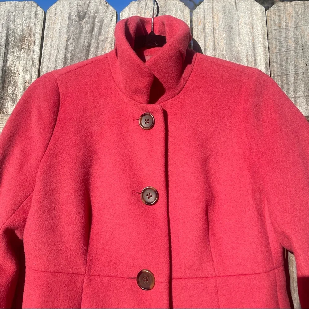 J Crew Uptown Ruffle Car Coat Women's Salmon Pink Coat Size 0 - Picture 4 of 16